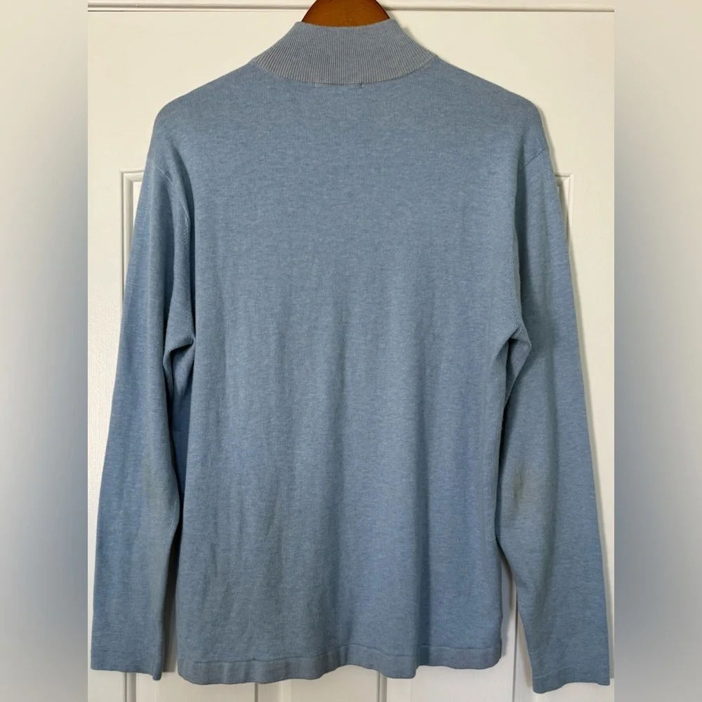 Raffi Men’s Cotton Cashmere 1/4 Zip Sweater Light Blue Size L